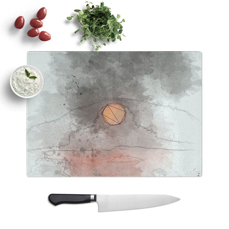 Tempered Glass Sunset on Fire Chopping Board, 20 cm x 28.5 cm