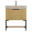 Meuble-lavabo de 30 po avec comptoir en pierre frittée, lavabo en céramique encastré, armoire de rangement en contreplaqué rayé, tiroir et tablette ouverte, chêne, comptoir déjà assemblé avec comptoir, grain, pré -
