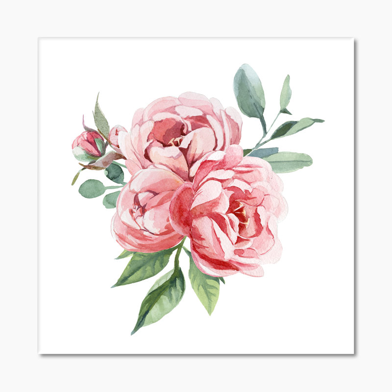Fleurs rose clair II - activé, H 30 po x l 30 po x P 1 po, Toile tendue