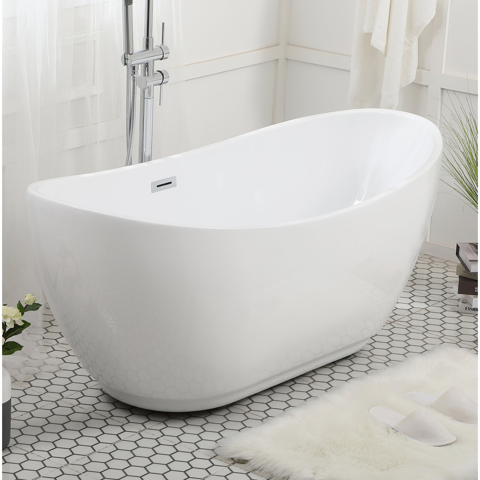 Labrusca 67'' Soaking Bathtub, Polished Chrome