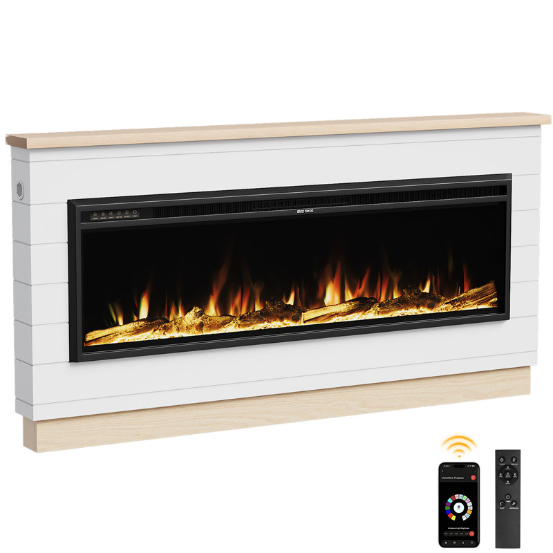 Revêtement mural de cheminée, plateau mince, motif cannelures horizontales, H 36,6 po x l 70,8 po x P 5,5 po
