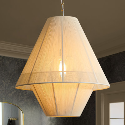 1-Light Bohemian Double-Layer Tapered Cotton String Pendant Light