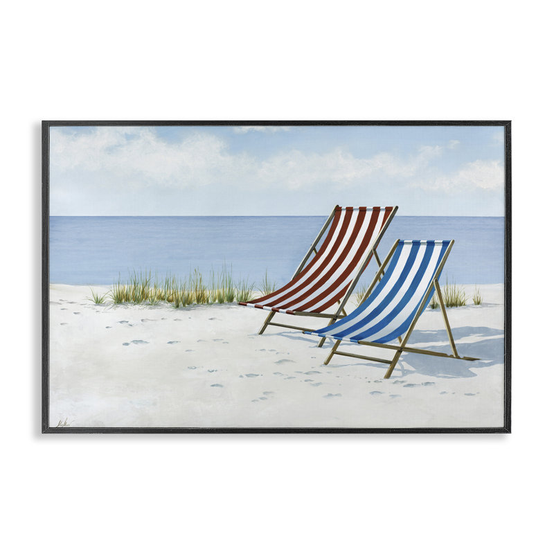 «Serene Beach Chairs», estampe numérique encadrée par Max Maxx, Giclée encadrée noir minuit, H 16 po x l 24 po