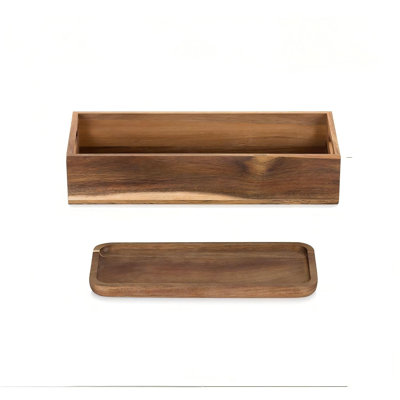 Panier de toilette pour salle de bain: dessus de papier hygiénique en bois d'acacia avec plateau de meuble-lavabo et rangement pour articles de toilette