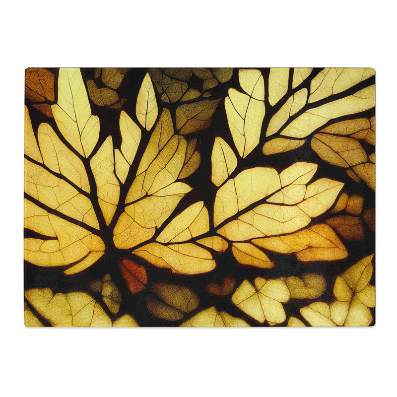 Sculptured Autumn Leaf  Glass Chopping Board