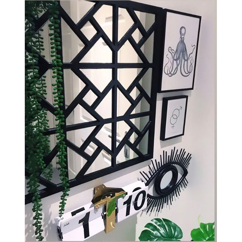 Galesville Wood Flat Wall Mirror, Black