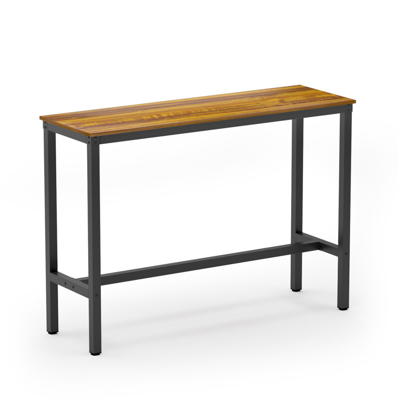 Amner Metal Base Dining Table, 39.37" H x 47.52" L x 17.71" W, Teak