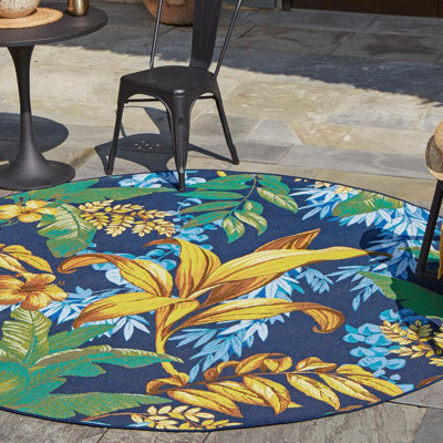Tapis intérieur / extérieur à motif floral bleu / jaune Brett