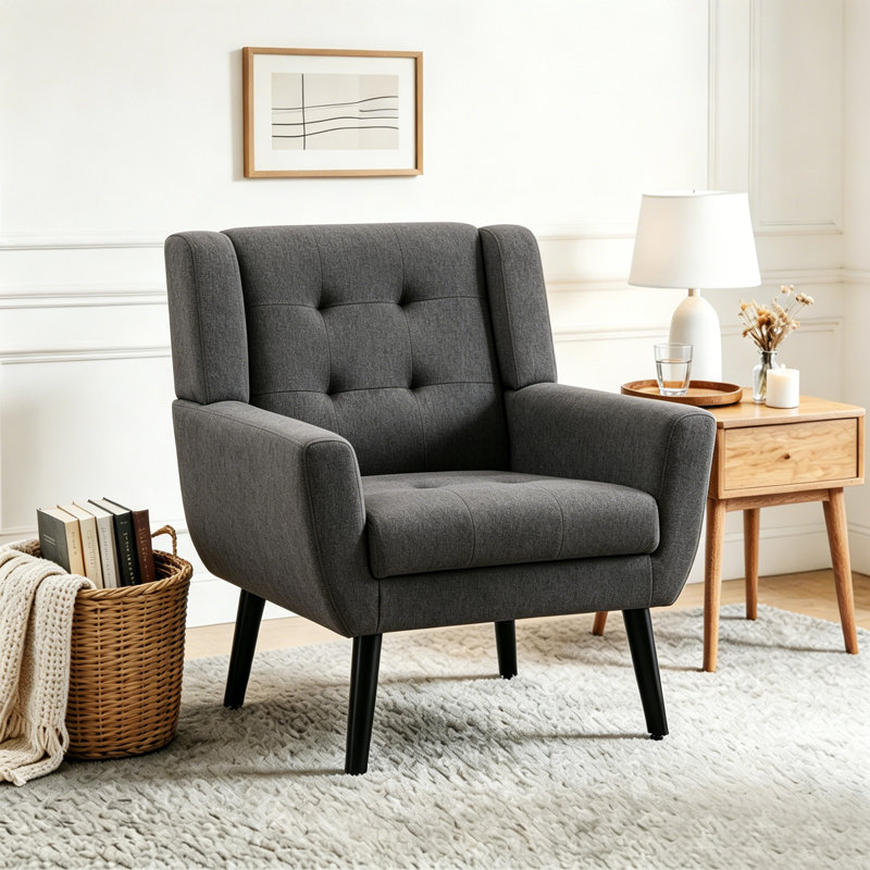 Fauteuil d'appoint Bolanle, Lin gris foncé