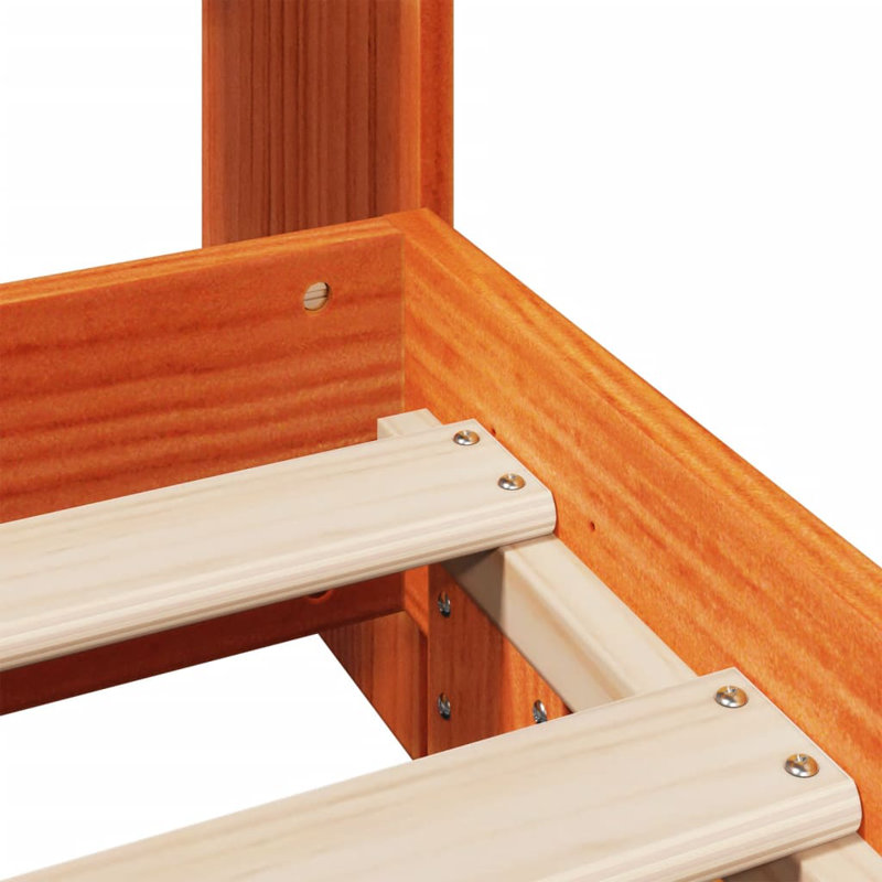 65-32 Solid Wood Bed, 100 x 200 cm, Wax Brown