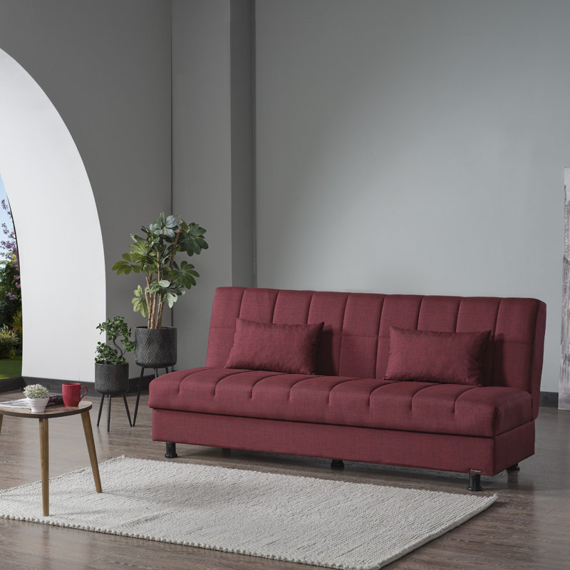 Sasta 75" Convertible Sofabed with Storage, Sleeper Sofa Couch for Living Room, Burgundy
