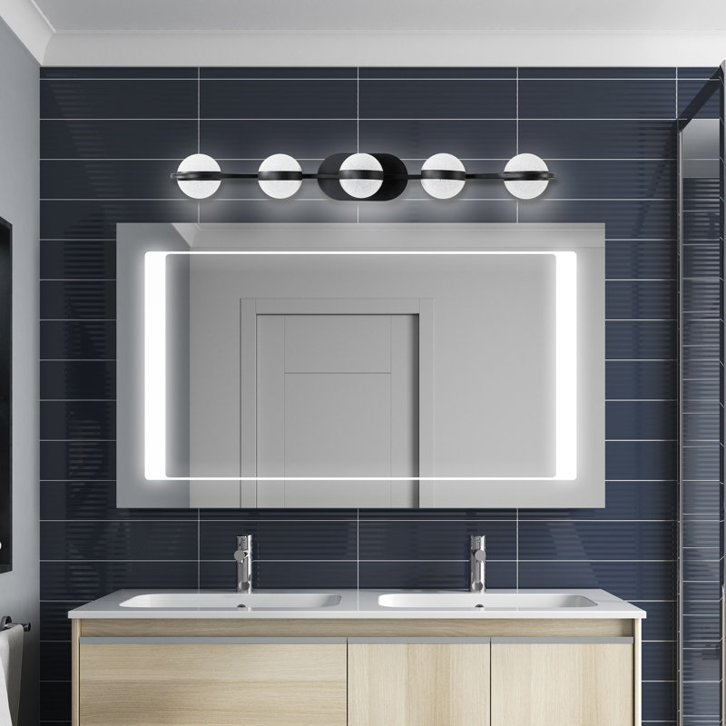 Éclairage pour meuble-lavabo avec 5 ampoules DEL, Noir