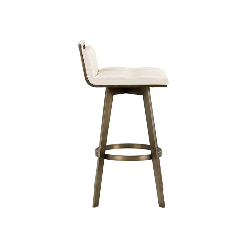 Arizona Swivel Upholstered Stool with Metal Frame, Counter Stool (26" Seat Height), Stainless Steel, Cream