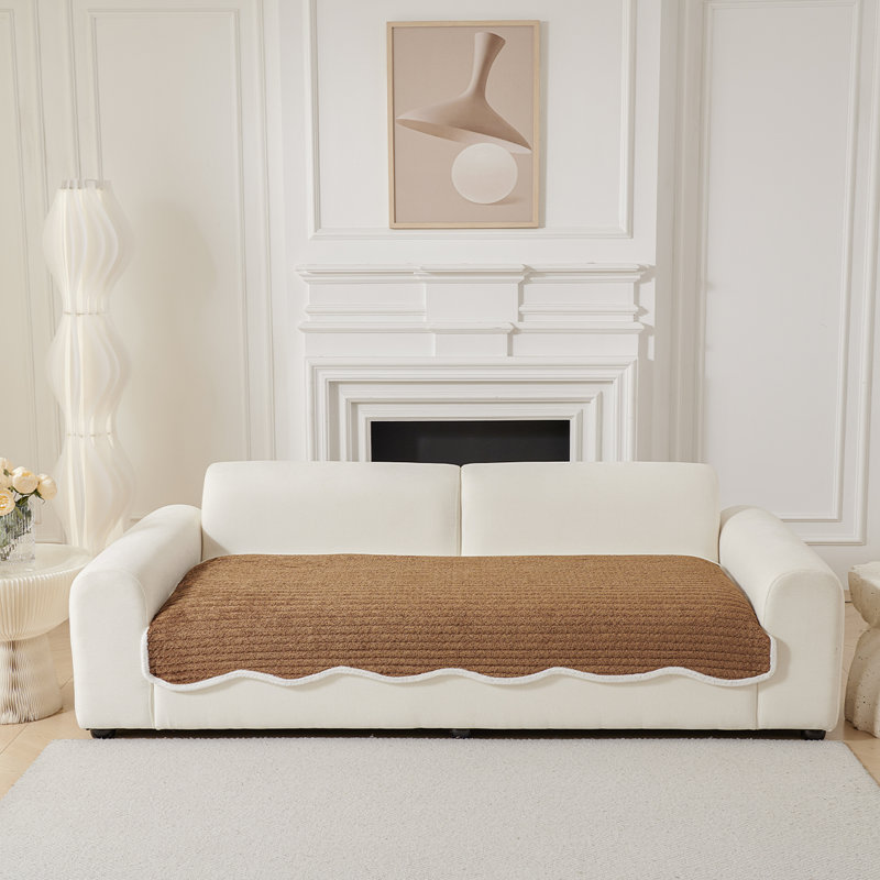 Special-Shaped Slipcover With Elegant Faux Fur Edging – Washable, Non-Slip Sofa And Furniture Cover For Pets