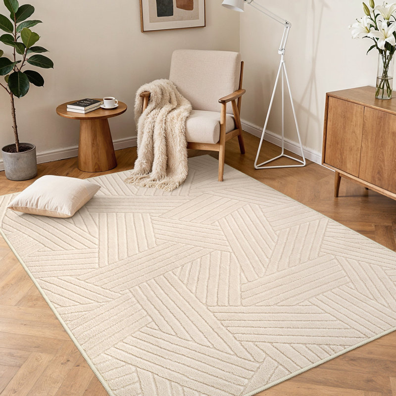 Geometric Area Rug, Beige, Rectangle 120 x 160 cm