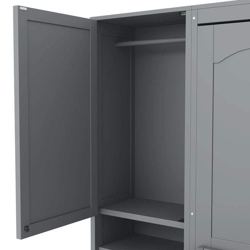 Lit double pleine grandeur avec placard latéral intégré et tiroirs pour économiser de l'espace pour la maison, ranger des objets saisonniers, des objets personnels, un assemblage sur mesure, deux solutions de rangement,
