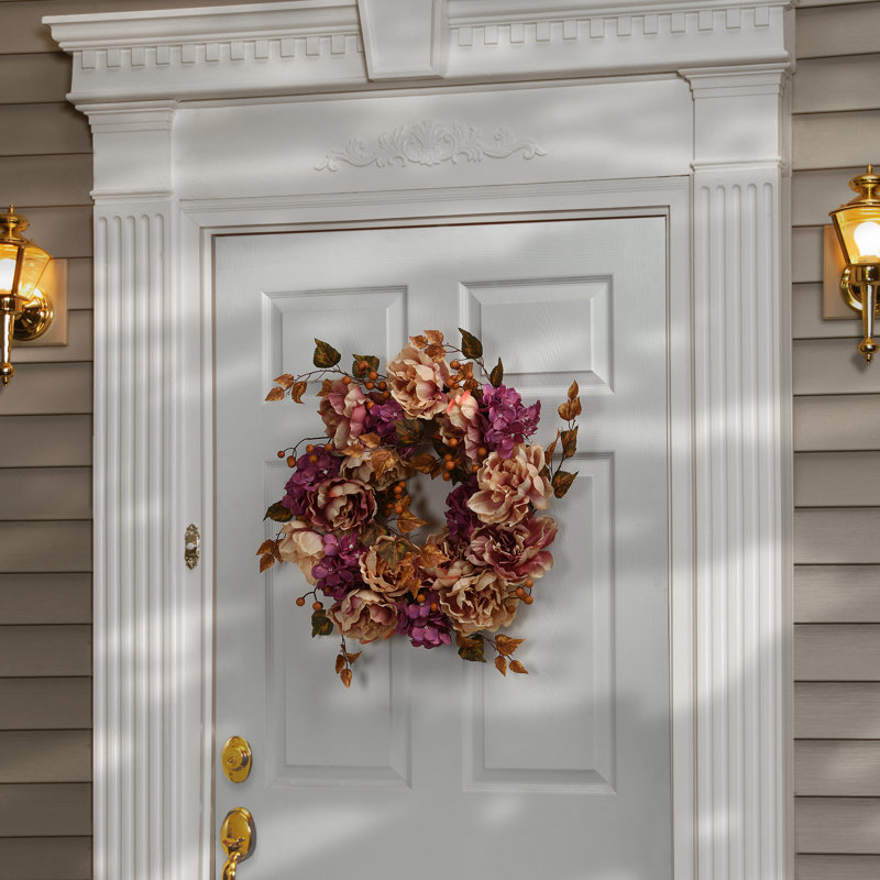 24" Autumn Peony and Hydrangea Wreath