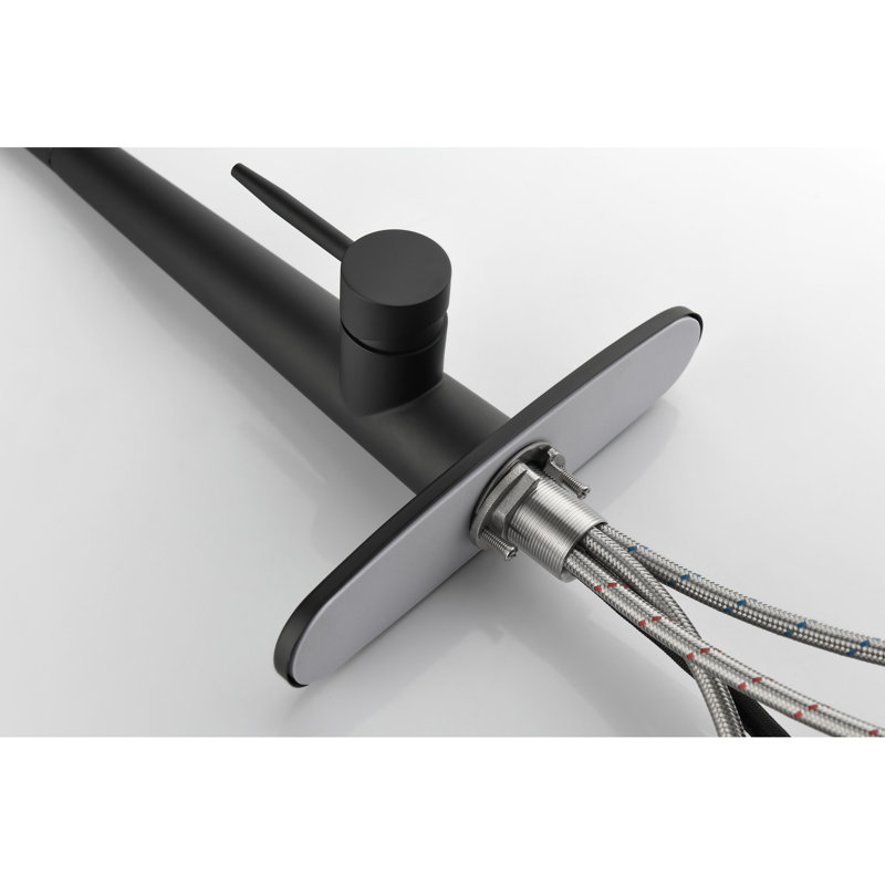 Stainless Steel Kitchen Faucet - Pull Down , High Arc, Single Handle, Fashion Forward, Matt Black Flow Rate 1.8 Gpm,