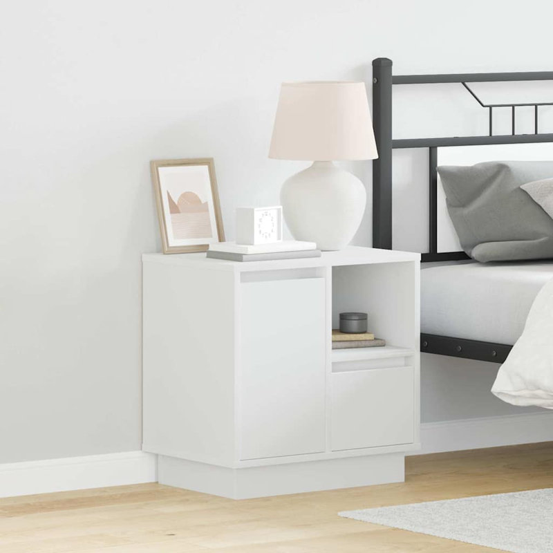 Bedside Cabinet 50 X 34.5 X 50 Cm Engineered Wood, White