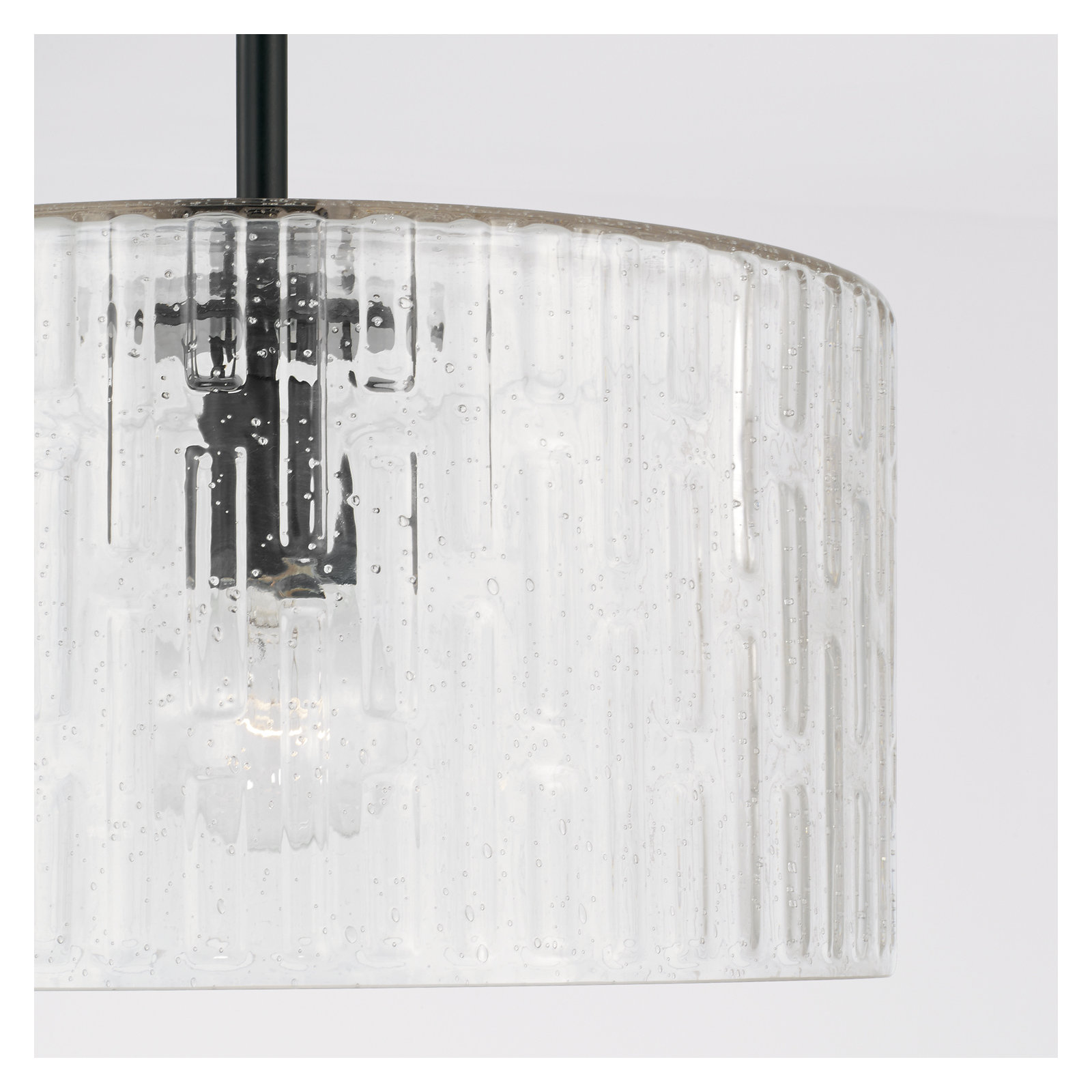 Morrone Single Light Glass Semi Flush Mount, Matte Black 