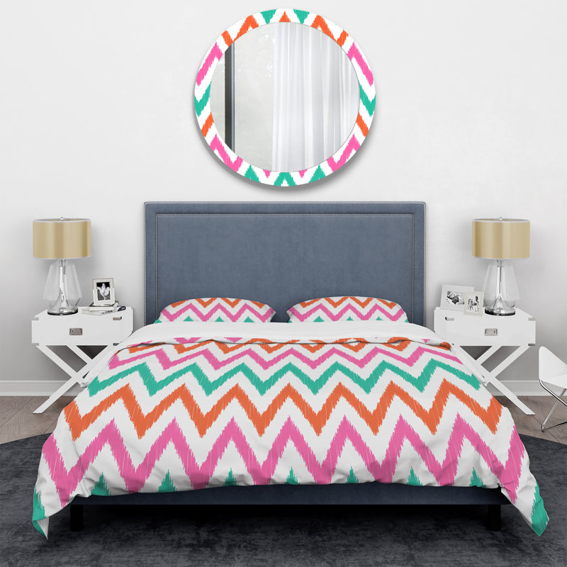 Ensemble de housse de couette en microfibre rose / orange / bleu sarcelle 3 pièces