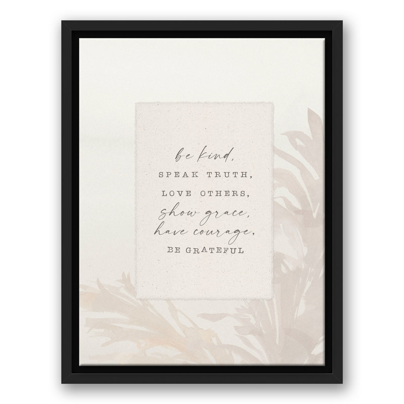 «Be Kind», reproduction encadrée sur toile, H 17,75 po x l 13,75 po x P 1,75 po