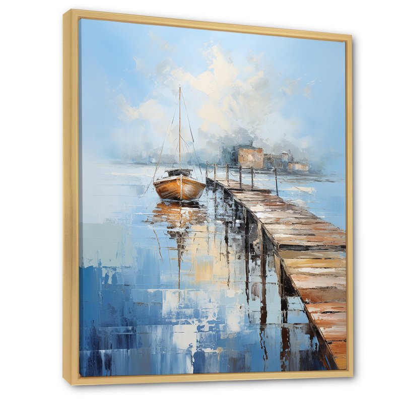 Jetée et quai nautique II - impression, H 40 po x l 30 po x P 1,5 po, Cadre naturel flottant