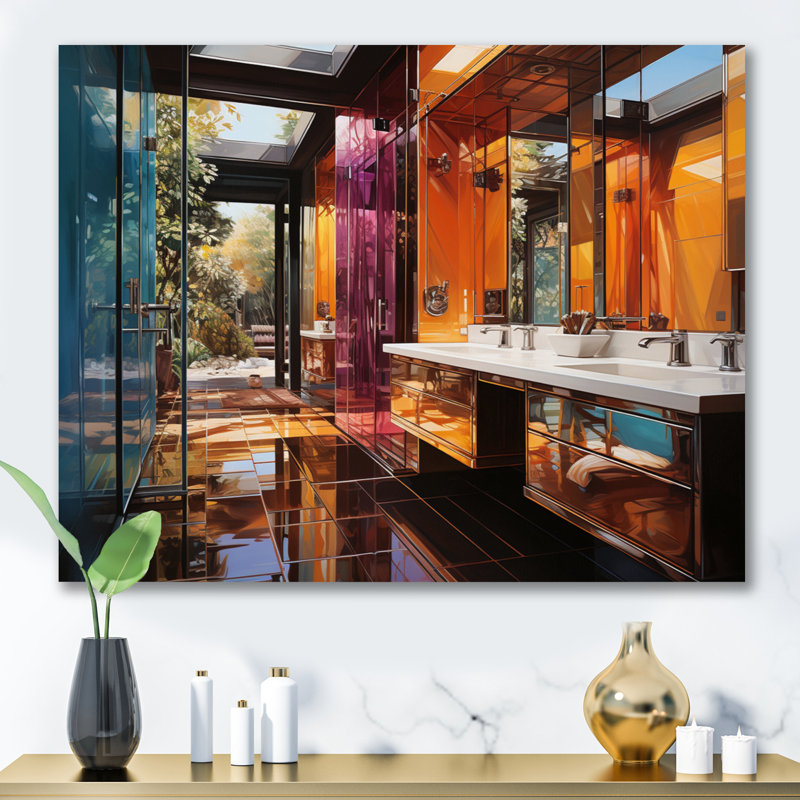 «Bathroom Bathroom Abstract Reflections III», reproduction sur toile, H 34 po x l 44 po x P 1,5 po, Toile tendue