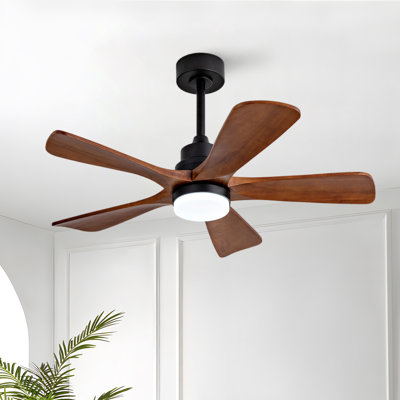 Black Ceiling Fans With Lights And Remote, 42 Inch Outdoor Ceiling Fan For Patios With Light 5 Blades Modern Ceiling Fan Noiseless Reversible DC Motor, Wood Fan For Farmhouse