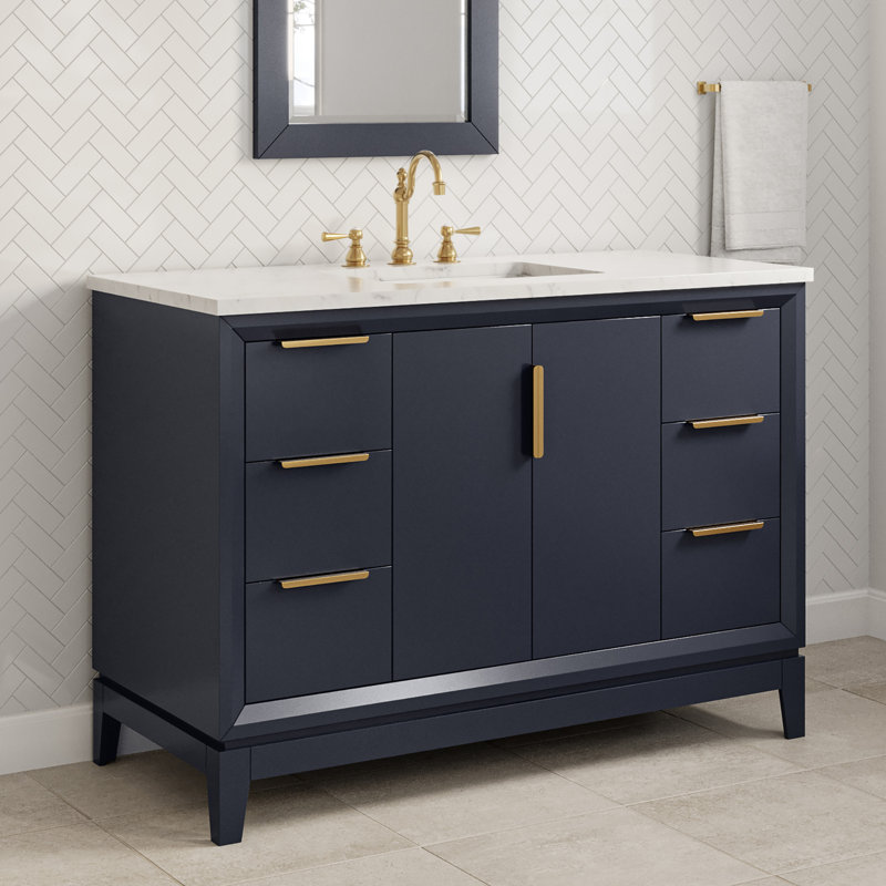 Elizabeth 48" Single Bathroom Vanity Set with Mirror, Monarch Blue, Gold