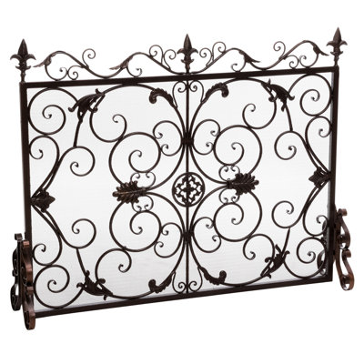 Meritorious Iron Fireplace Screen - Ornate Design, For Black/Gold Main Detailing, Feature Black & Gold