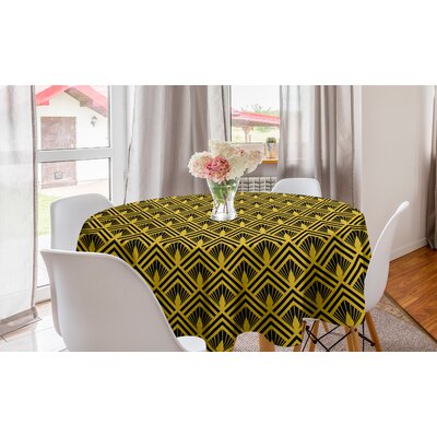 Ambesonne Abstract Round Tablecloth, Art Deco Inspired Pattern With Shells Vintage Geometric Simplicity, Circle Table Cloth Cover For Dining Room Kitc -  East Urban Home, E71484FEFE974603AF6CE0352AAA7420