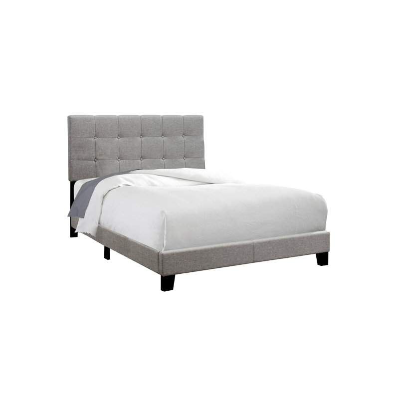 Transitional Upholstered Bed Frame Only for Youth/Teens - Linen Look, Grey, Full