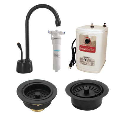 Robinet distributeur d'eau chaude à poignée unique de 9 po avec filtre, drain de cuisine et garniture d'élimination Velosah