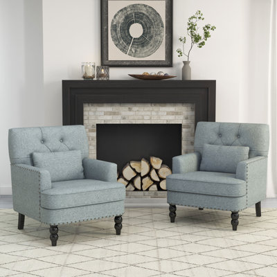 Arnice 29" W Button Tufted Upholstered Club Chair with Nailhead Trim