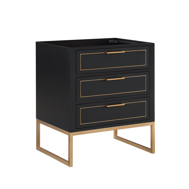 Ensemble de meuble-lavabo simple 30 po Markham, Nuit noire, Quartz blanc, Laiton satiné