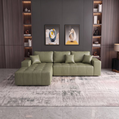 Canapé-lit modulaire en L convertible en coin avec méridienne à compression, aucun assemblage requis pour le salon
