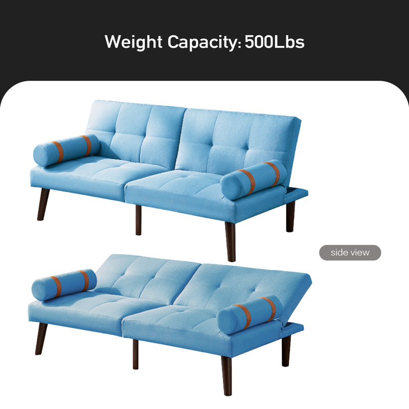 Corrigan Studio Convertible Sofa Bed Futon With Solid Wood Legs Linen ...