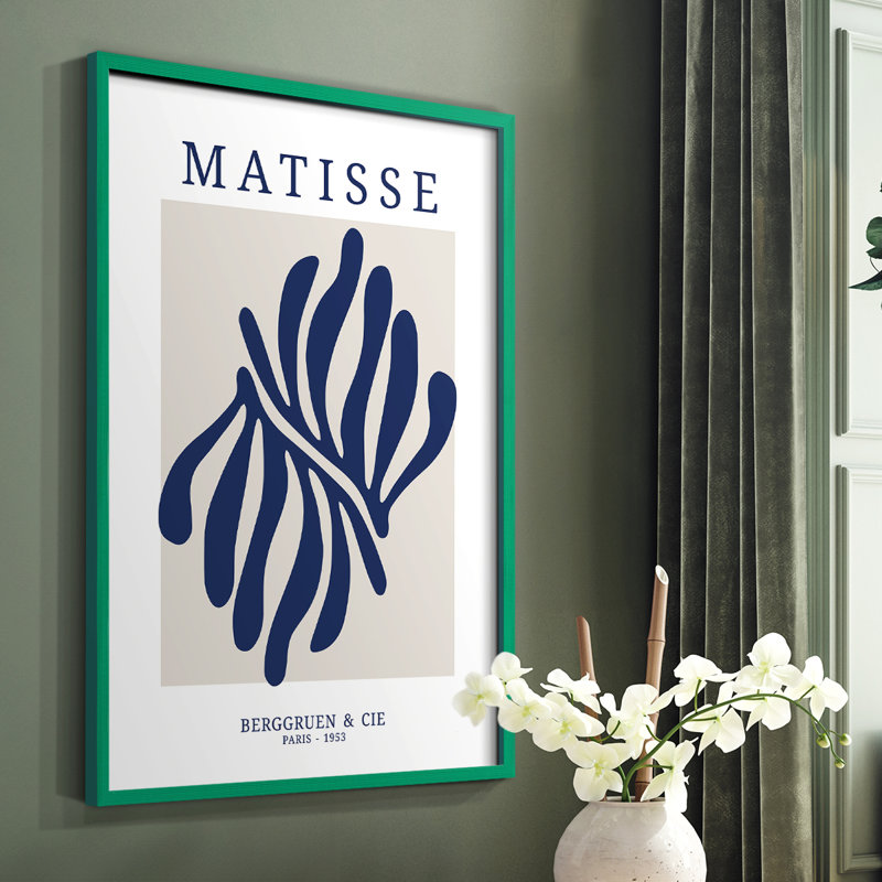 Matisse CDXII, reproduction encadrée - bois massif, Cadre simple vert, H 10 po x l 8 po