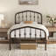 Metal Bed with Arched Headboard and Footboard-366383309-396136827