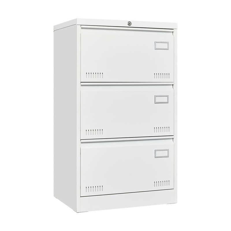 Filing Cabinet Lateral File Cabinet 3 Drawer, White Filing Cabinets With Lock, Locking Metal File Cabinets Three Drawer Office Cabinet For Legal/Letter/A4/F4 Home Offic