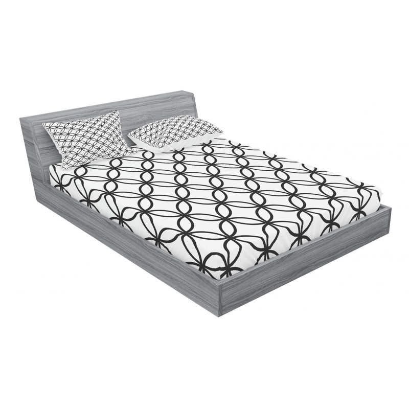 Microfiber Geometric Sheet Set, Full Sheet Set with Fitted Sheet