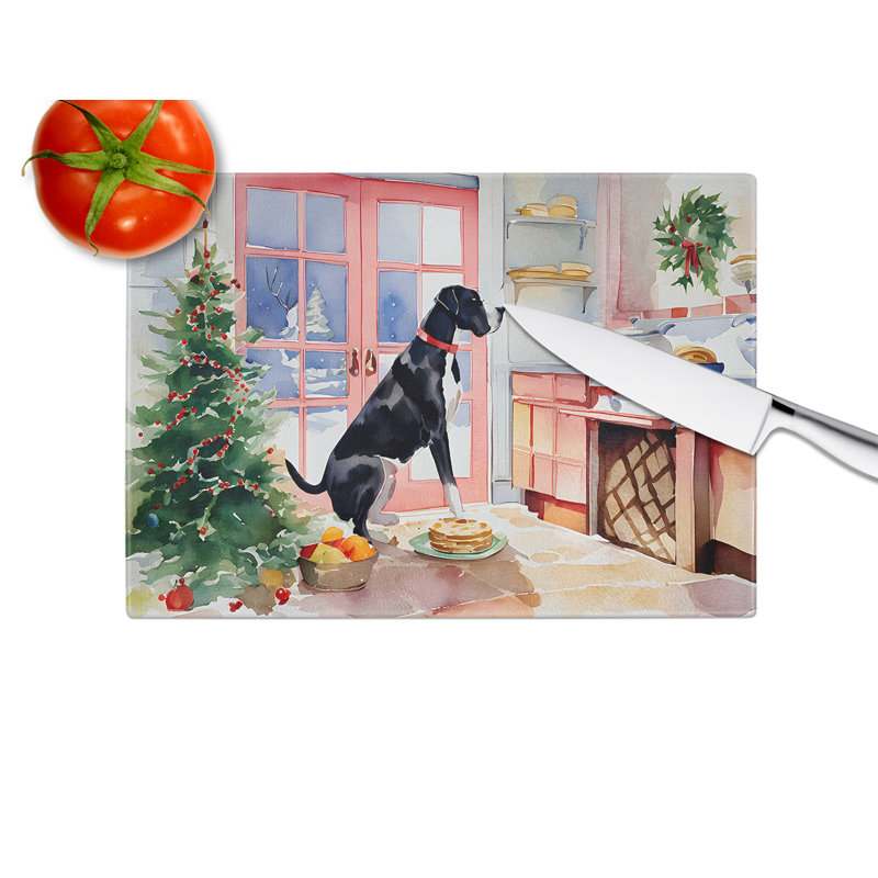 Planche à découper en verre Great Dane Christmas Cookies