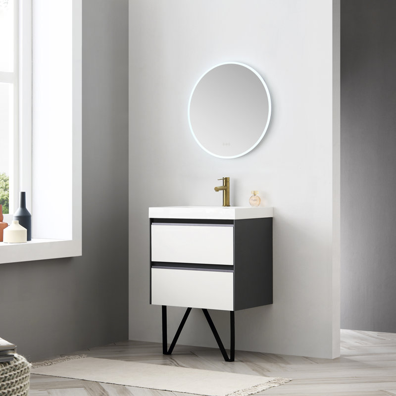 Ensemble de meuble-lavabo pour salle de bain simple 24 po ergonomique imperméable avec miroir Courtnie