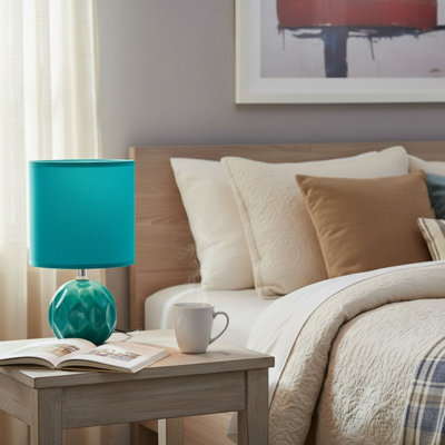 Ceramic Table Lamp With Shade Jolene Teal