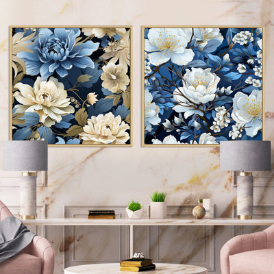 Annemasse - Ensemble de 2 collages carrés floraux