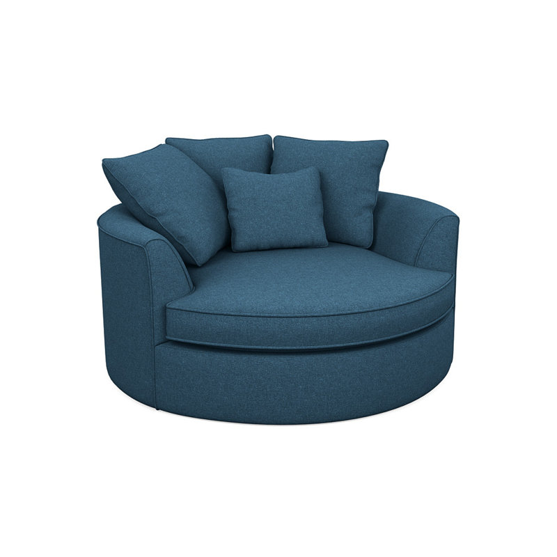 Fauteuil demi-tonneau en polyester de 61 po Ashonte Anjuan, Indigo Bennett