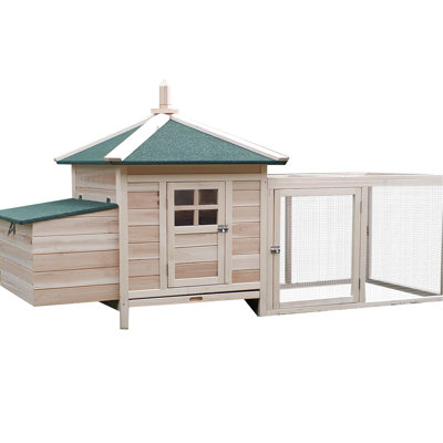 77" Wooden Chicken Coop - Outdoor Hen House With Nesting Box For Backyard. Weather Protected, Easy, Removable Tray, Good Ventilation From Garden. Easy To Clean, , Ramp Run, Ventilated