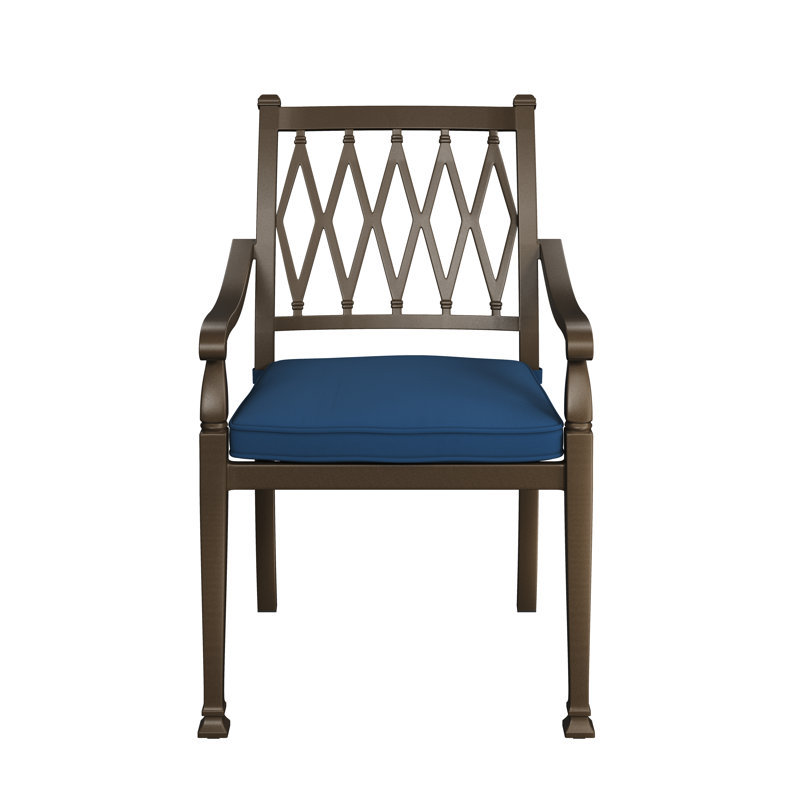 Chaise de patio empilable avec coussin Cayden, Bleu