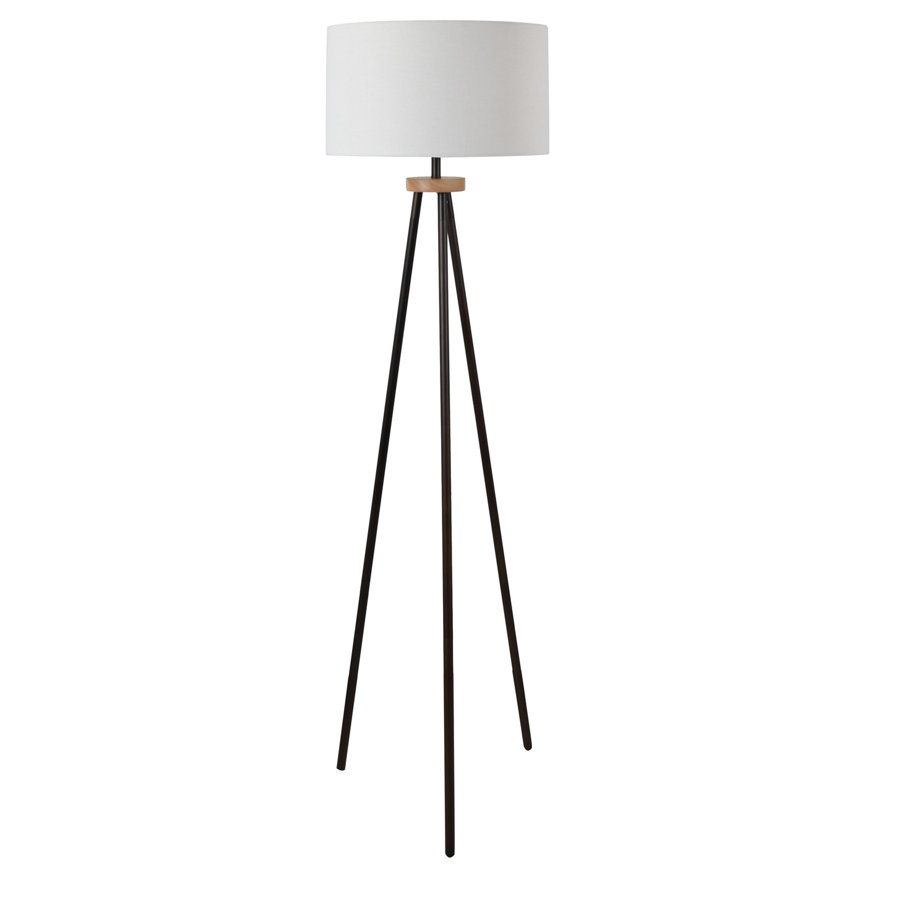 Siti 62" Iron Tripod Floor Lamp with Drum Shade, Bronze